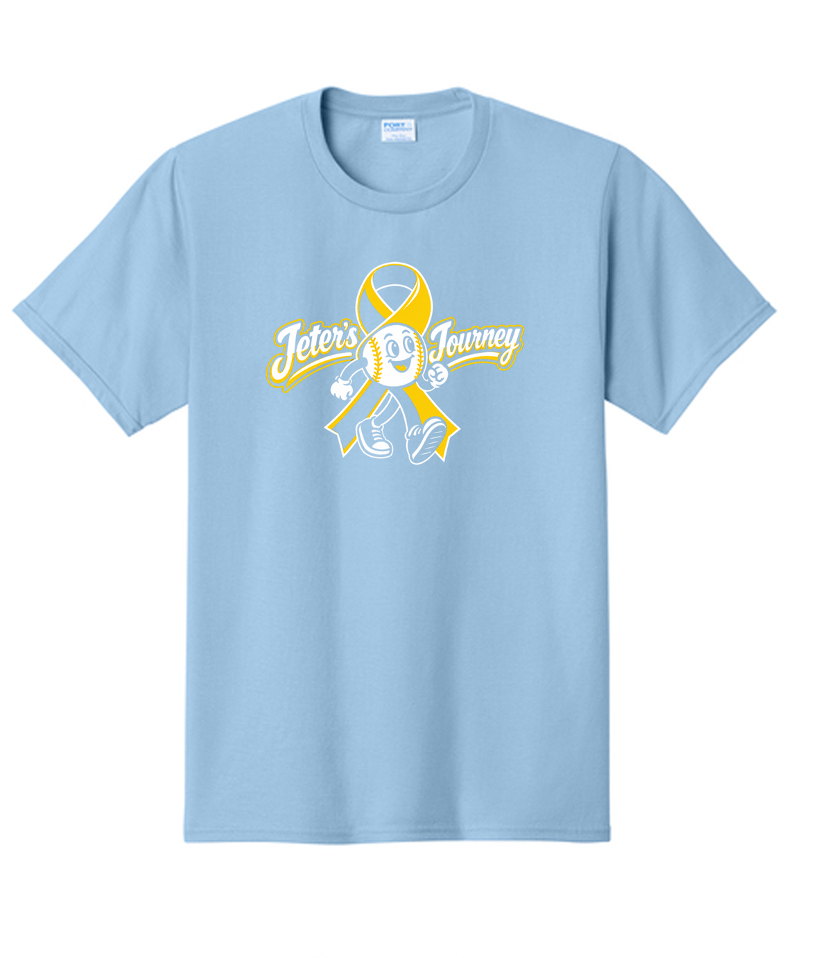 Jeter’s Journey light blue tee — front